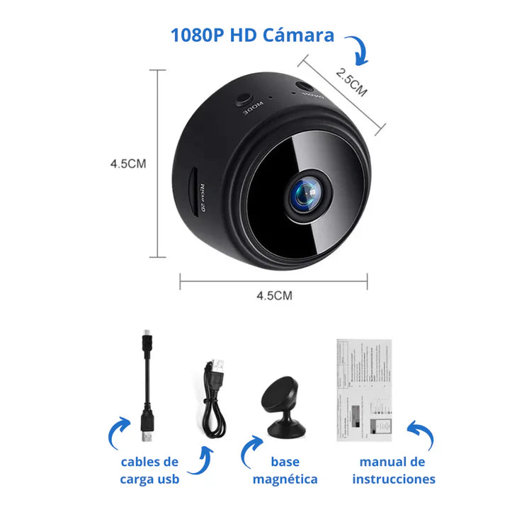 Mini Cámara de Seguridad Full HD 4K UltraVision™ | Con Micfrofono Incluido.